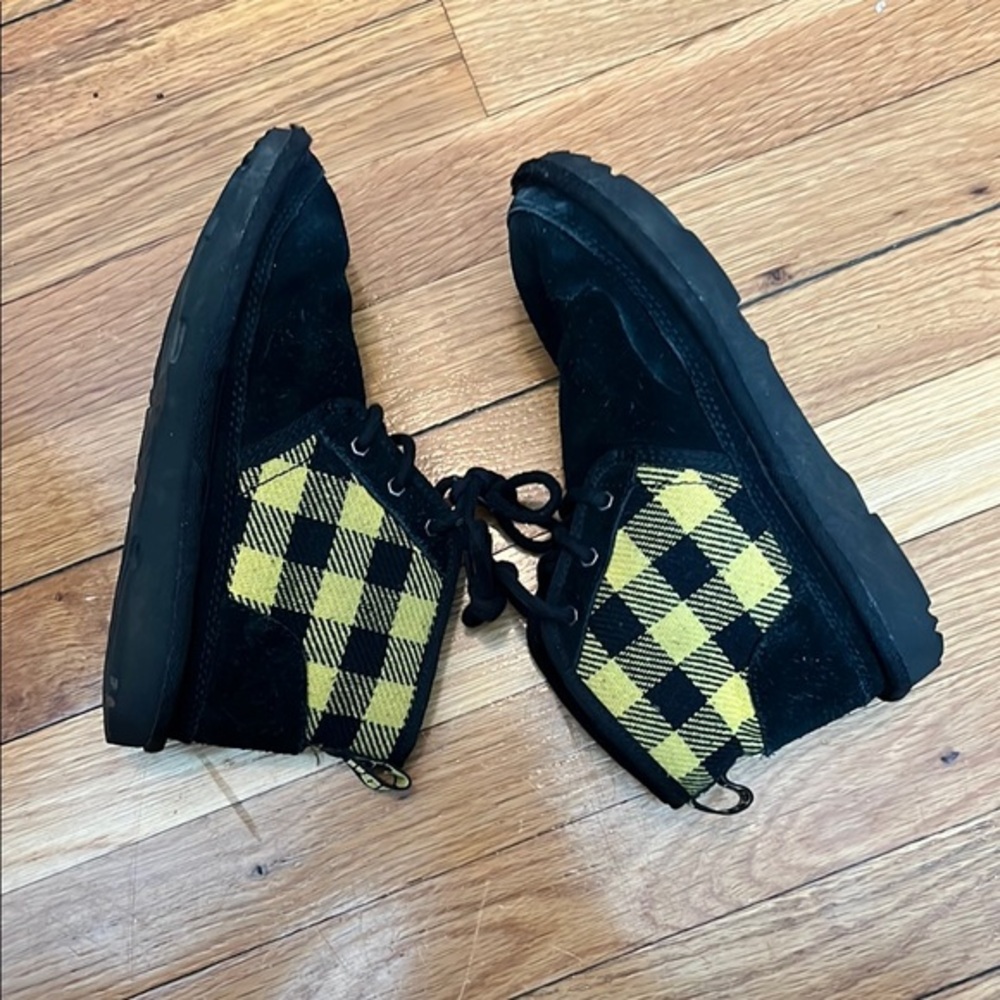 UGG Black and Yellow Plaid Ankle Boots for Cozy Comfort